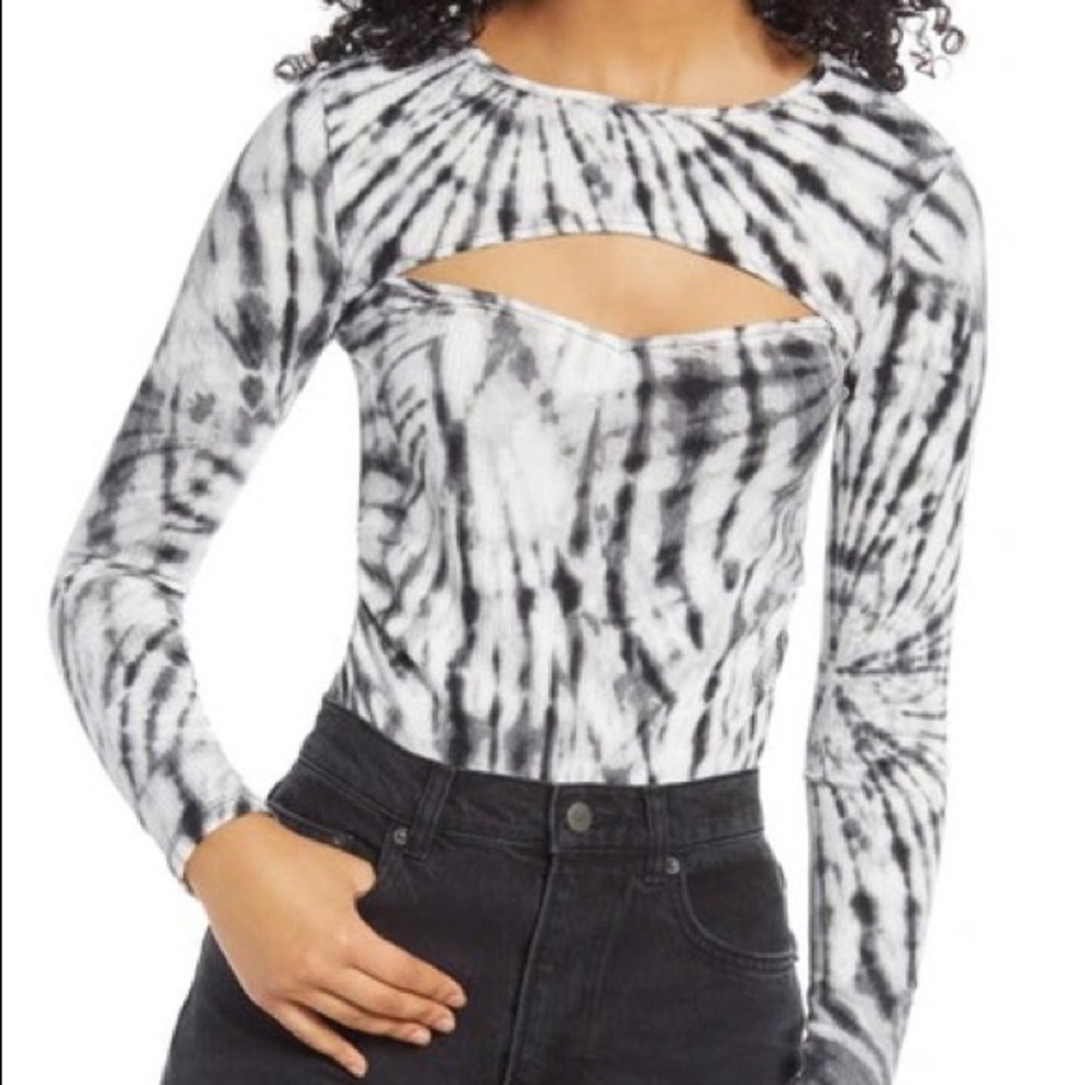 nordstrom good luck gem tie dye cutout long sleeve